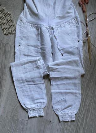 Белые льняные штаны брюки для беременных h&m mama2 фото