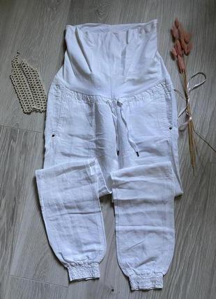 Белые льняные штаны брюки для беременных h&m mama1 фото