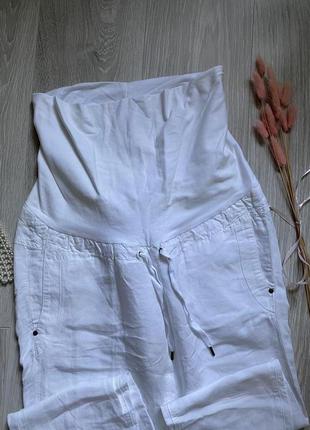 Белые льняные штаны брюки для беременных h&m mama3 фото