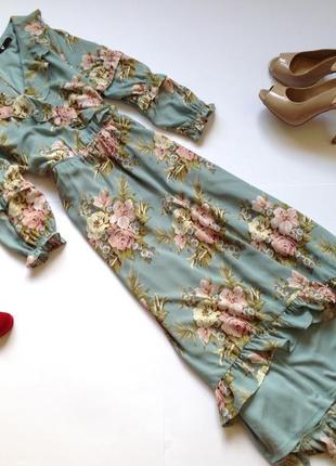 Довге плаття в стилі вінтаж з квітковим принтом v by very