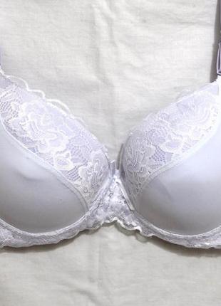 Бюстгальтер белый чашки поролон с кружевом большой размер d lulola