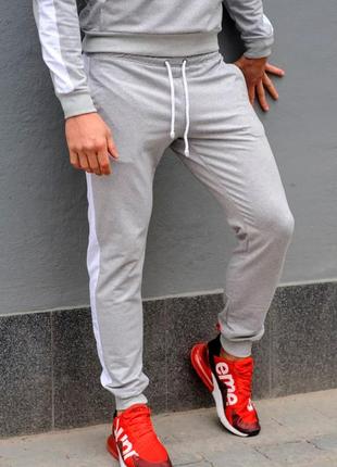 Спортивные штаны мужские базовые с лампасом серые антрацит / спортивні штани чоловічі базові брюки1 фото