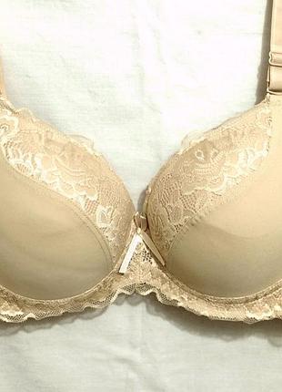 Бюстгальтер бежевый чашки поролон с кружевом большой размер d lulola
