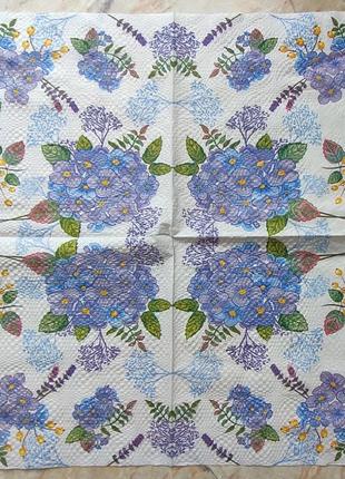 Серветки #13 для декупажу "ніжні гортензії"