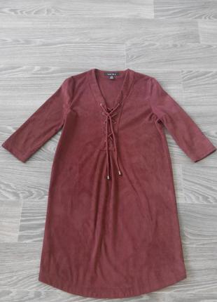 Короткое прямое платье,туника под замш; amisu; xs/s