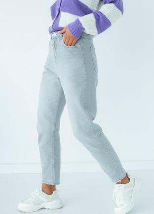Однотонные джинсы с высокой посадкой2 фото