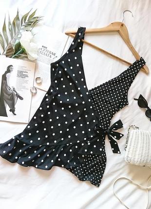 Актуальна блуза/блузка/топ на запах в горошок 😍lipsy, на р. s/m