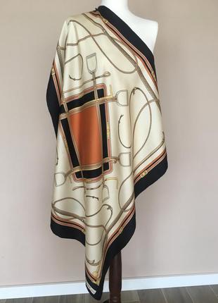 Шелковый винтажный платок шарф палантин бренд ctline paris 100% шелк роуль3 фото