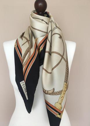 Шелковый винтажный платок шарф палантин бренд ctline paris 100% шелк роуль9 фото