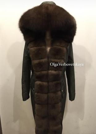 Метровая зимняя парка, парка с песцом, парка с соболем, парка с натуральным мехом