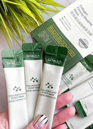 Ночная  несмываемая  маска для лица с коллагеном bioaqua collagen firming с экстрактом коллагена ( 20 стиков)