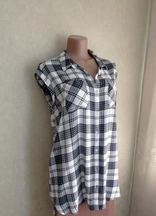 Удлиненная блуза, рубашка/туника в клетку бренда papaya.3 фото