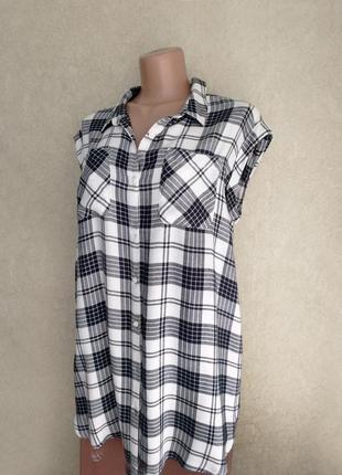 Удлиненная блуза, рубашка/туника в клетку бренда papaya.4 фото