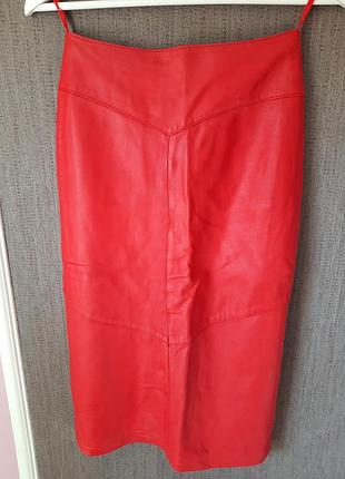 Спідничка міді натуральна шкіра