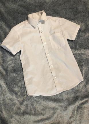 Белая рубашка, рубашка с коротким рукавом, рубашка george1 фото