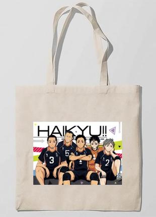 Эко-сумка, шоппер с принтом повседневная haikyu!! - волейбол! 15
