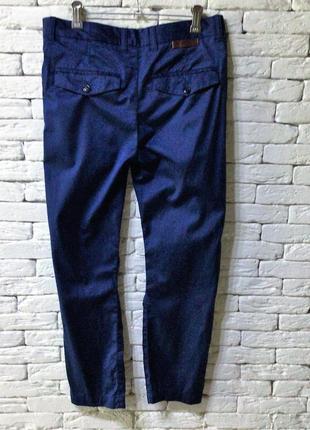 Синие, кэжуал, хлопковые зауженные брюки zara4 фото