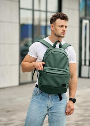 Вместительный трендовый мега стильный зеленый рюкзак для мужчин6 фото
