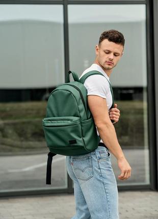Місткий трендовий мега стильний зелений рюкзак для чоловіків8 фото