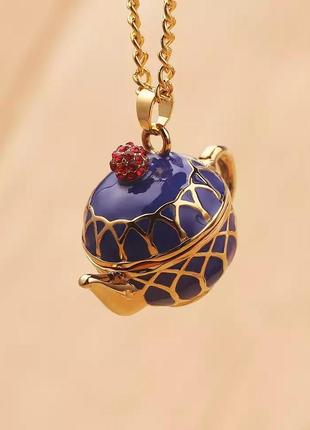 Кулон алиса чайник с секретом сервиз чашки ожерелье колье чай кофе подвеска золото