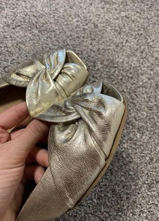 Кожаные туфли босоножки золотистые ❤️6 фото