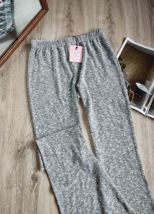 Штаны серые трикотажные клёш широкие брюки трикотажные брюки на резинке