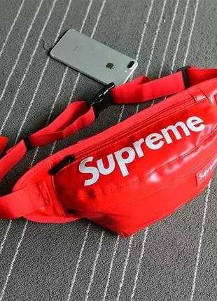 Бананка supreme поясна шкіряна сумка червона супрім