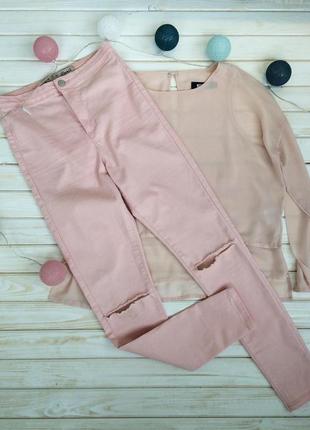 Крутые розовые джинсы скинни с рваностями на коленях denim co1 фото