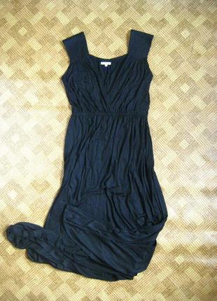 Чорне плаття в підлогу з відкритим декольте сарафан tommy & kate ☕ 48р