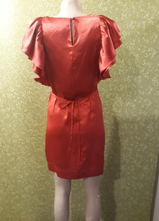 Яркое короткое красное шелковое платье, можно как тунику.длина 79 см., поб 45-46, пог 45.2 фото