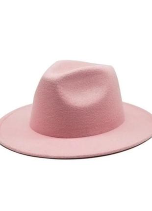 Стильная фетровая шляпа федора розовый1 фото