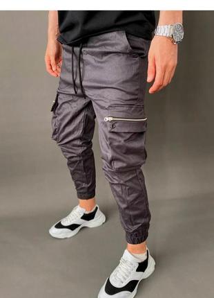 Спортивні штани чоловічі карго базові сірі туреччина / спортивні штани чоловічі штани базові сірі1 фото