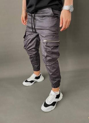 Спортивні штани чоловічі карго базові сірі туреччина / спортивні штани чоловічі штани базові сірі3 фото