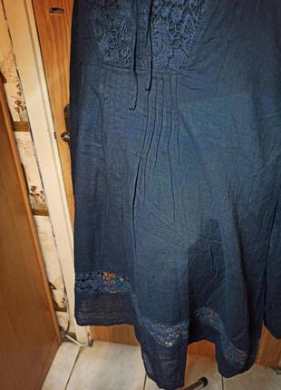 Натуральная-хлопок,блузка-туника с кружевами-шитьём,бохо,большого размера,индия6 фото