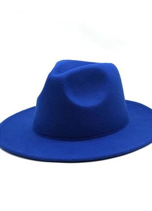 Стильная фетровая шляпа федора синий