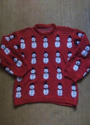 Новорічний светр зі сніговиками ручної роботи