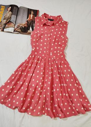 Dorothy perkins милое розовое платье в горошек uk14  eur42