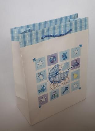 Бумажный пакет для подарка "с новорожденным" 25х19х9 см