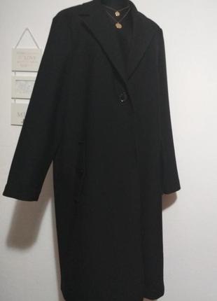Фирменное стильное базовое чёрное минималистичное пальто миди на одной пуговице качество!!!7 фото