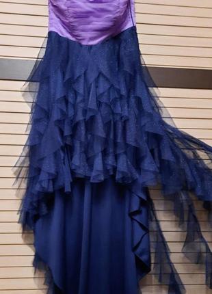 Вечернее платье синее. фатиновый подол3 фото