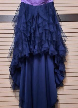 Вечернее платье синее. фатиновый подол4 фото