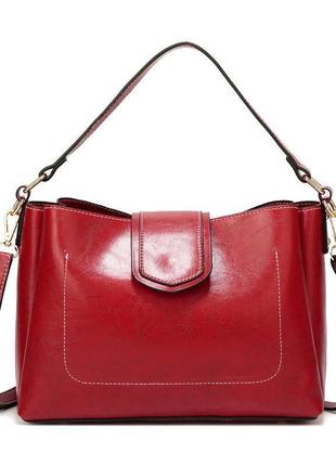Кожаная женская сумка среднего размера (110029)