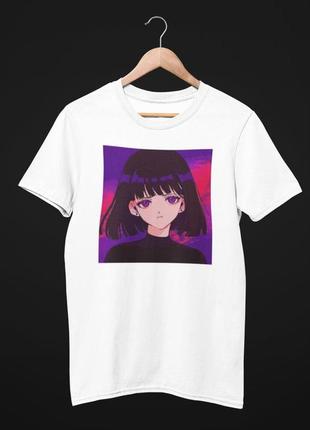 Anime girl purple sad t shirt