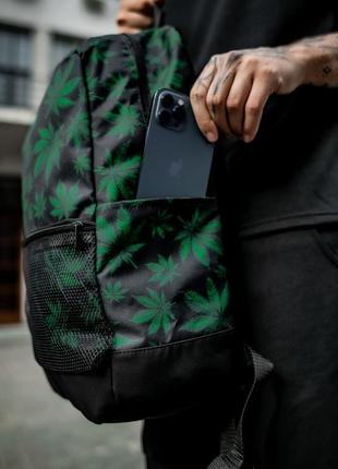 Рюкзак черный с принтом гербарий v15 фото