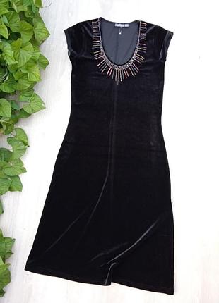 Р.36-38 "lindex" бархатное стрейчевое платье а-кроя велюровое