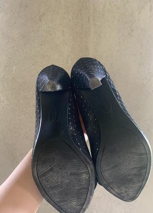 Туфлі чорні срібну точку з бантиком3 фото