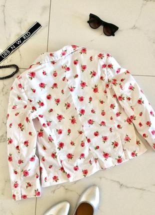 Пиджак хлопковый с цветочным принтом2 фото