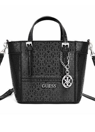 Женская черная кожаная дизайнерская сумка мини (110048)