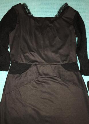 Нарядное черное платье с гипюровыми вставками и рукавами.от oui2 фото