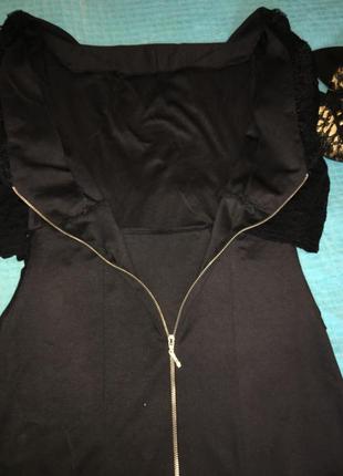 Нарядное черное платье с гипюровыми вставками и рукавами.от oui5 фото